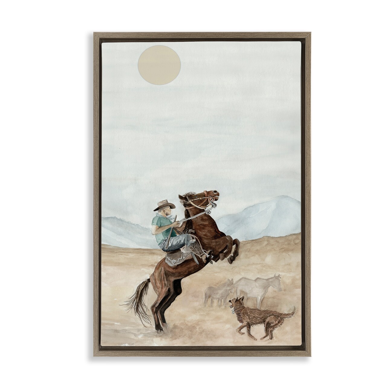 Stupell Industries Rearing Horse & Dog Floater Framed Canvas Wall Art Design by Cindy Jacobs
